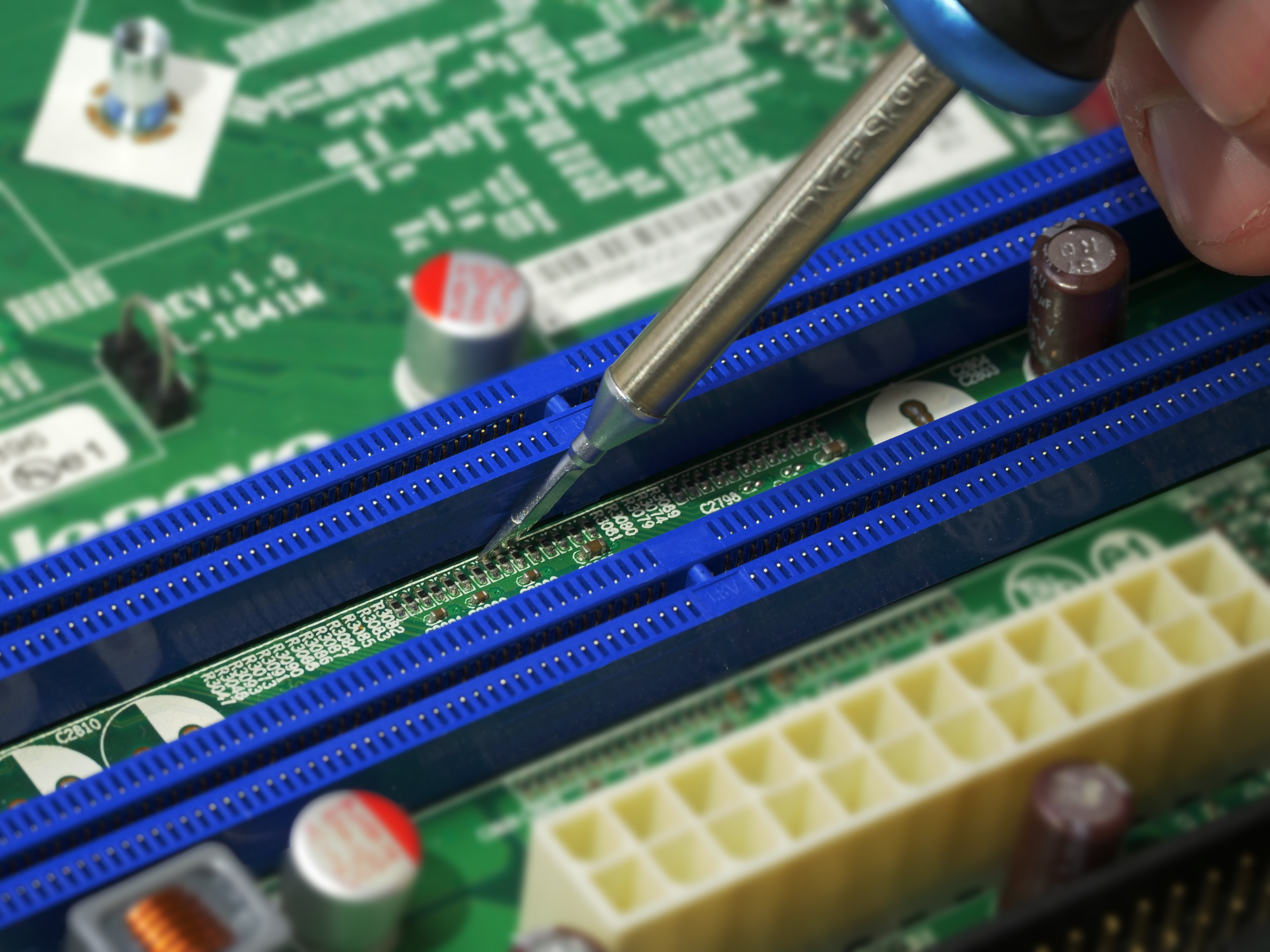 A MicroDrive tip in action on a board